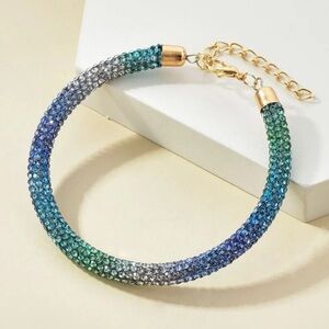 Blue rhinestone rope bracelet with extender